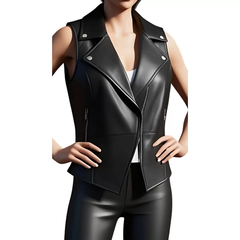 Gilet en cuir d'agneau style perfecto modèle Anaïs