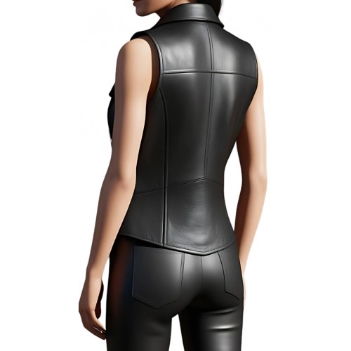 Gilet en cuir d'agneau style perfecto modèle Anaïs
