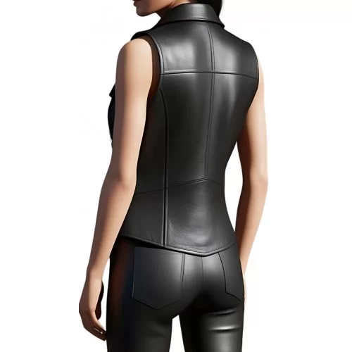 Gilet en cuir d'agneau style perfecto modèle Anaïs