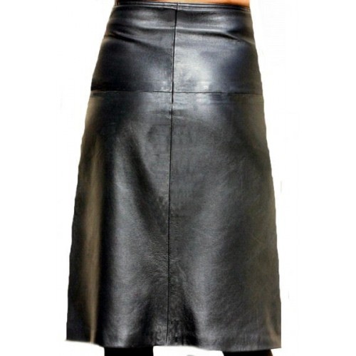 Jupe longue  cuir agneau  couleur noire évasée trapèze modèle Tigany