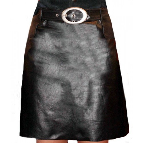 Jupe agneau cuir style évasée avec boucle  modèle Oceane