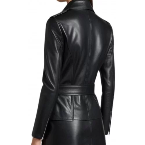 Veste type perfecto en cuir d'agneau noir modèle Zibon