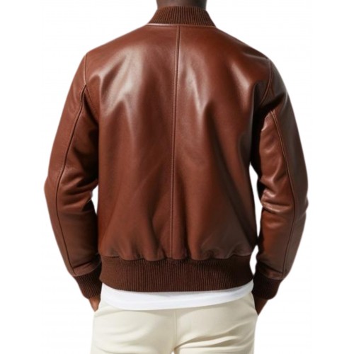 Blouson teedy en cuir d'agneau couleur marron modèle Spilte