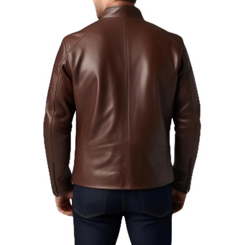 Blouson classique homme en agneau marron modèle Banone