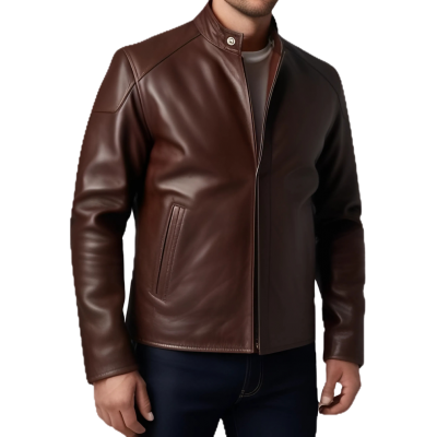 Blouson classique homme en agneau marron modèle Banone
