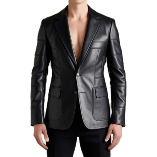 Blazer cuir homme 2 boutons agneau modèle Brixe