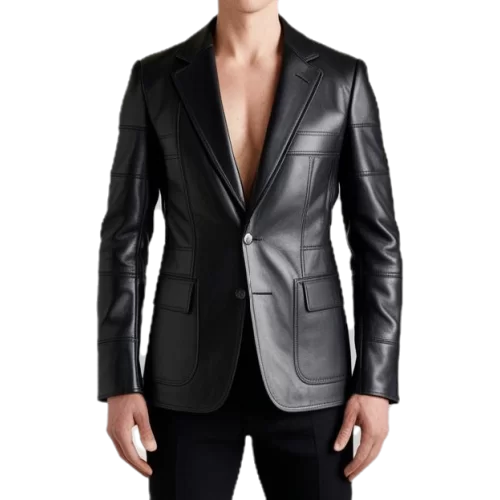 Blazer cuir homme 2 boutons agneau modèle Brixe