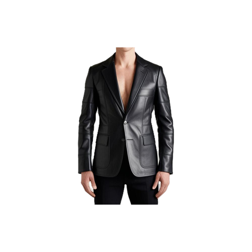 Blazer cuir homme 2 boutons agneau modèle Brixe