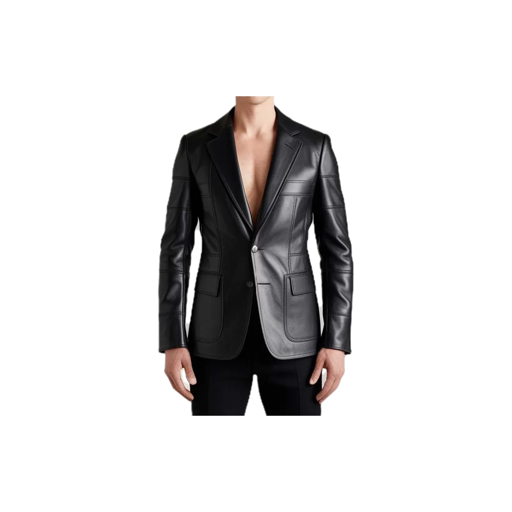 Blazer cuir homme 2 boutons agneau modèle Brixe