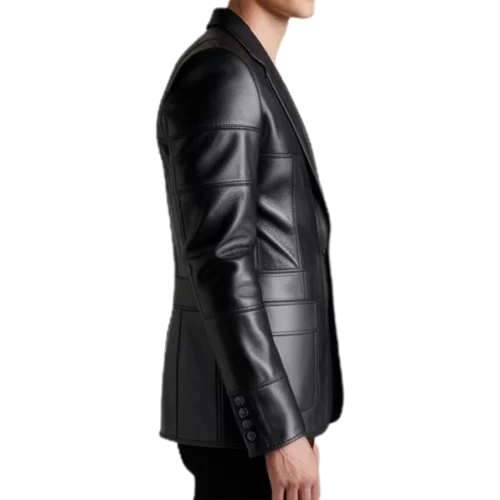 Blazer cuir homme 2 boutons agneau modèle Brixe