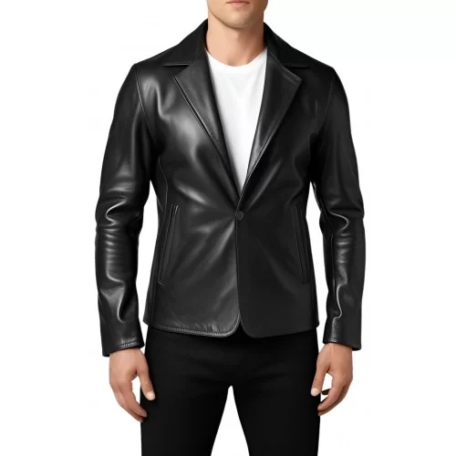 Blazer cuir homme court en agneau modèle Oruce