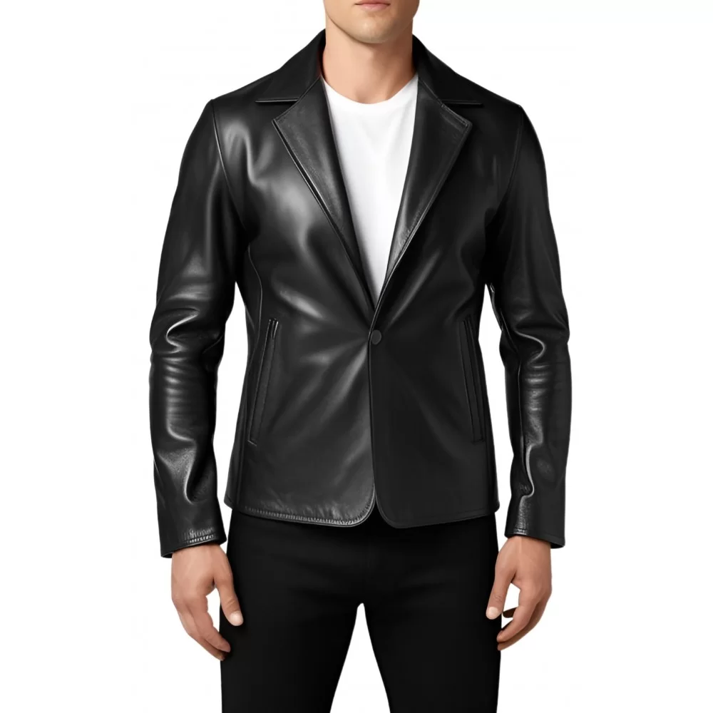 Blazer cuir homme court en agneau modèle Oruce