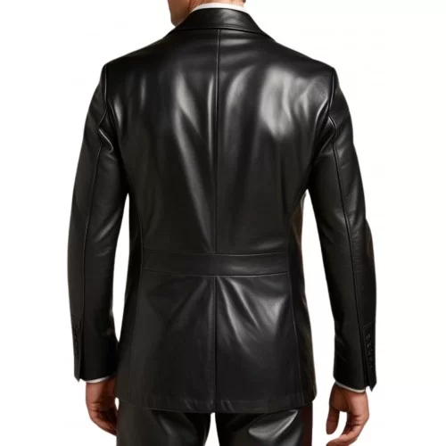 Blazer cuir homme col chale avec deux fentes au dos agneau modèle Thierry