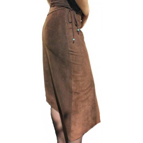 Jupe longue en agneau velours marron modèle Lanna