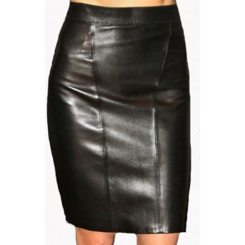 Jupe en cuir  d'agneau plongé noir modèle Grazzia