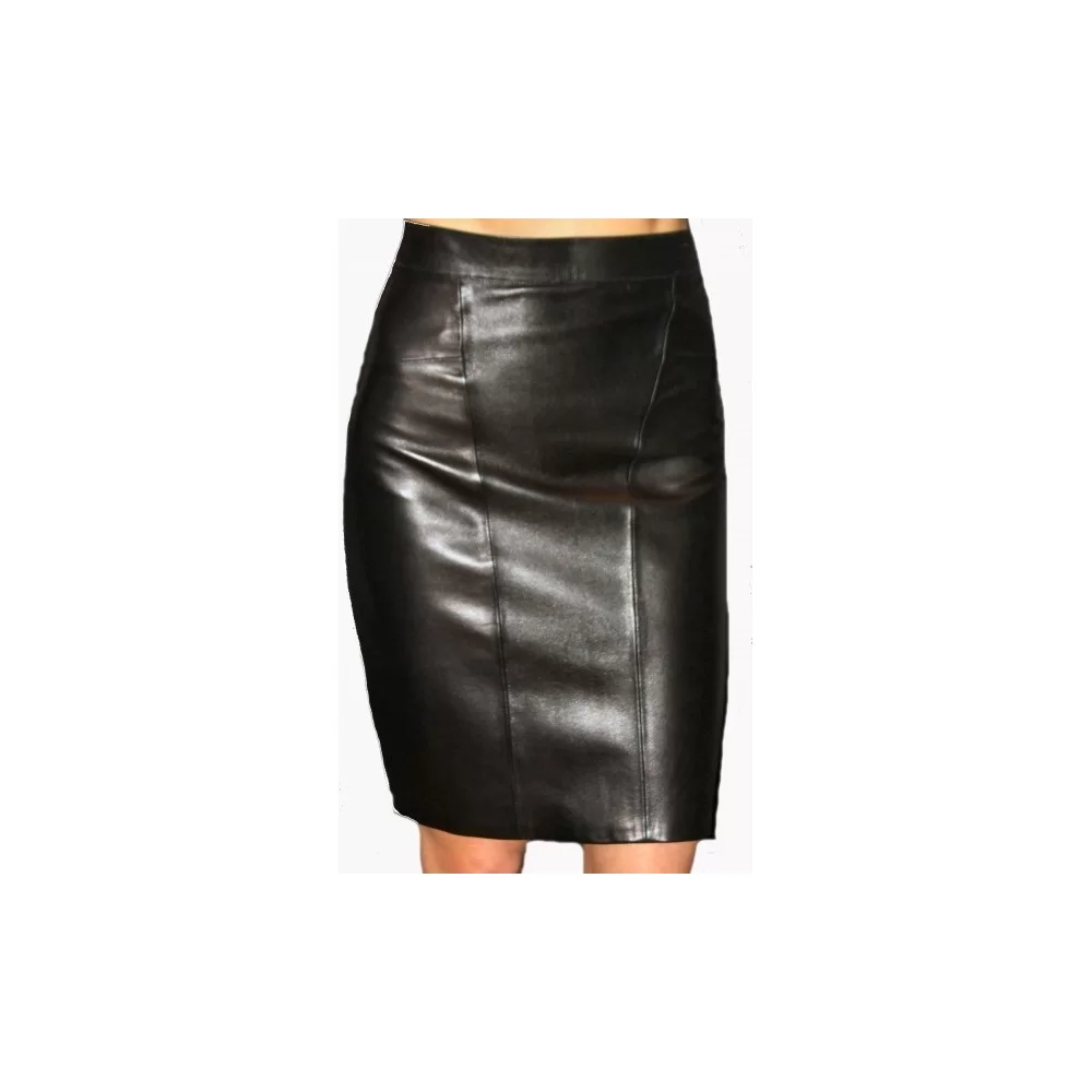 Jupe en cuir d'agneau plongé noir modèle Grazzia