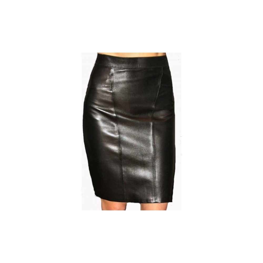 Jupe en cuir  d'agneau plongé noir modèle Grazzia