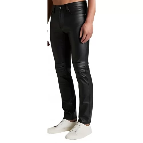 Pantalon jeans homme en agneau stretch noir modèle Leonard