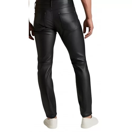 Pantalon jeans homme en agneau stretch noir modèle Leonard