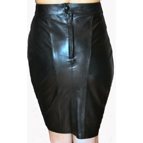 Jupe en cuir  d'agneau plongé noir modèle Grazzia