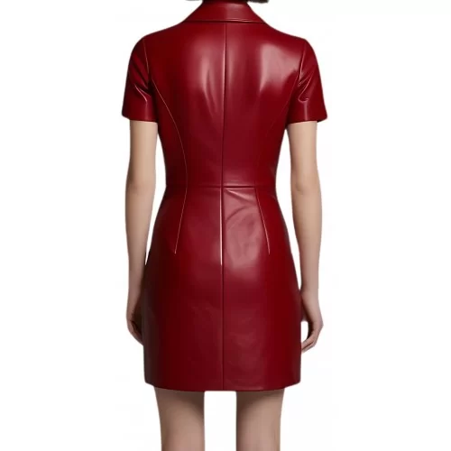 Robe cuir en agneau rouge modèle Jackie