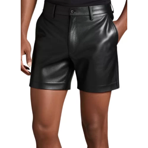 Short cuir homme en agneau noir modèle Ziria