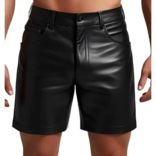 Short cuir homme en agneau noir modèle Barilo