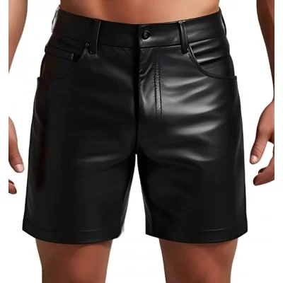 Short cuir homme en agneau noir modèle Barilo