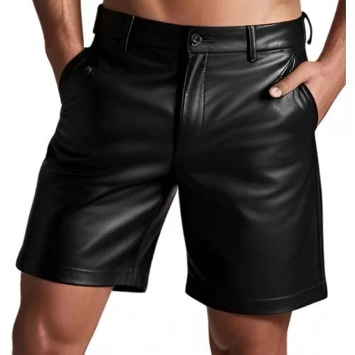 Short cuir homme en agneau noir modèle Arinale