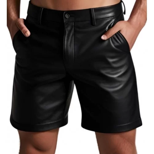 Short cuir homme en agneau noir modèle Arinale