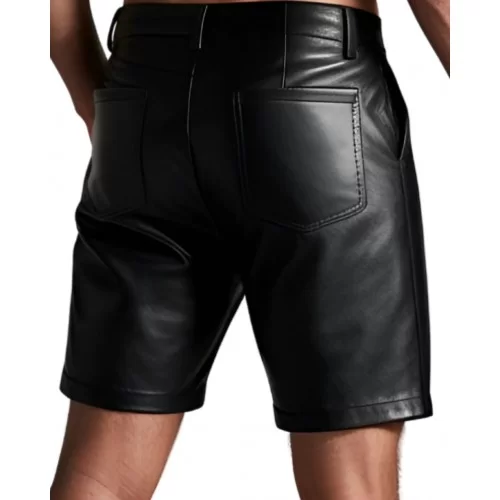 Short cuir homme en agneau noir modèle Arinale