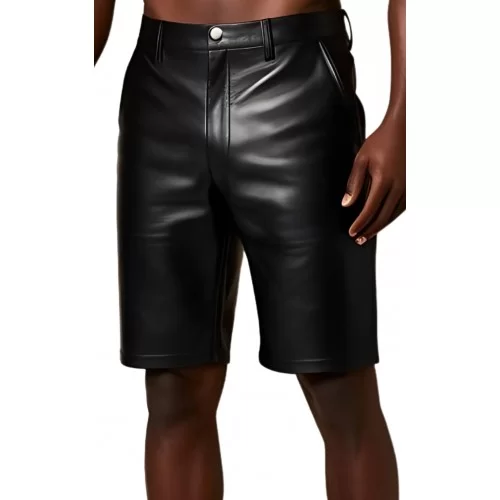 Short long cuir homme en agneau noir modèle Patrice