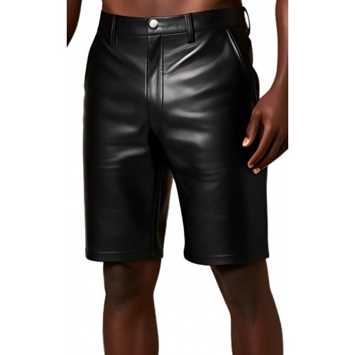 Short long cuir homme en agneau noir modèle Patrice