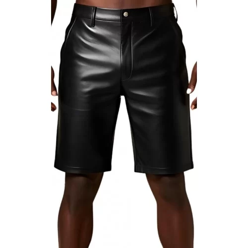 Short long cuir homme en agneau noir modèle Patrice