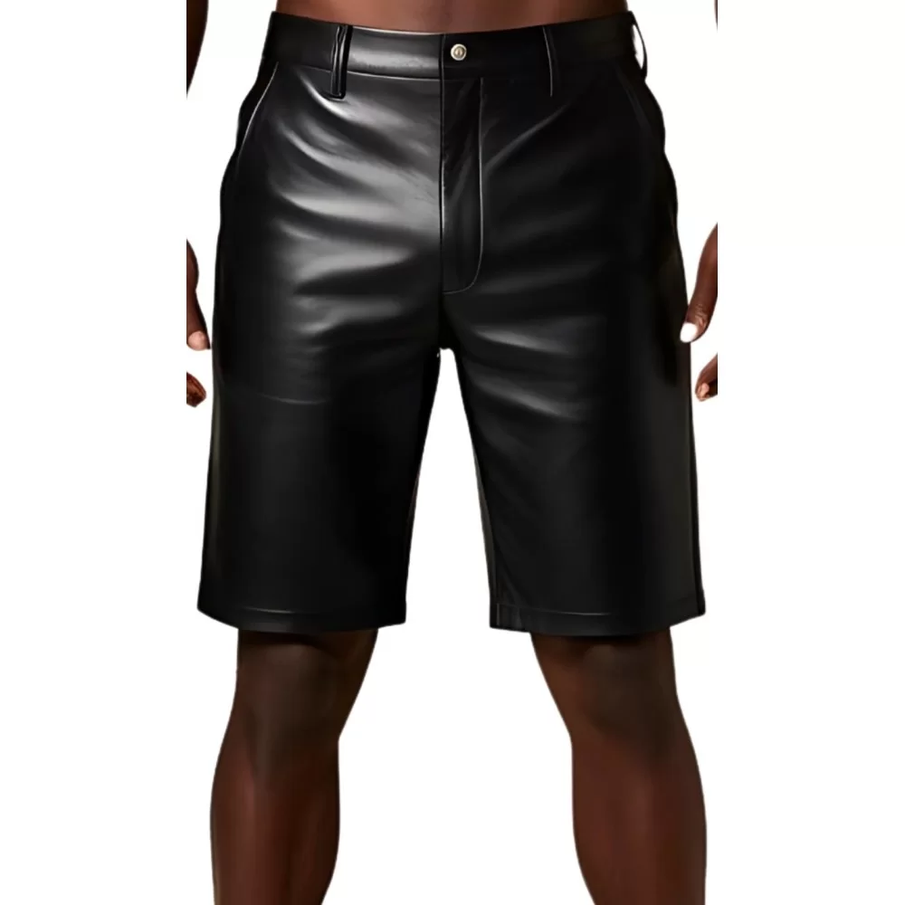 Short long cuir homme en agneau noir modèle Patrice