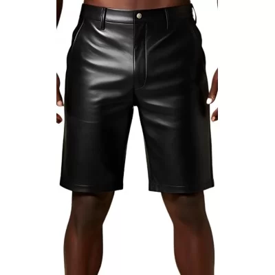 Short long cuir homme en agneau noir modèle Patrice