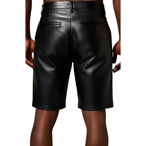 Short long cuir homme en agneau noir modèle Patrice