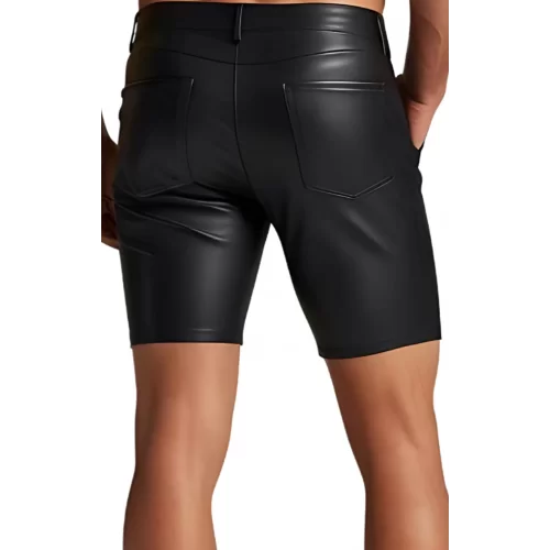 Short homme en cuir d'agneau stretch noir modèle Nitalice