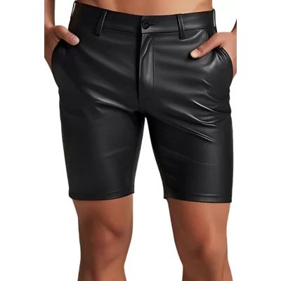 Short homme en cuir d'agneau stretch noir modèle Nitalice