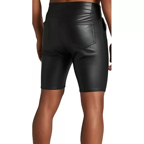 Short berbuda homme en cuir d'agneau stretch noir modèle Mauricio