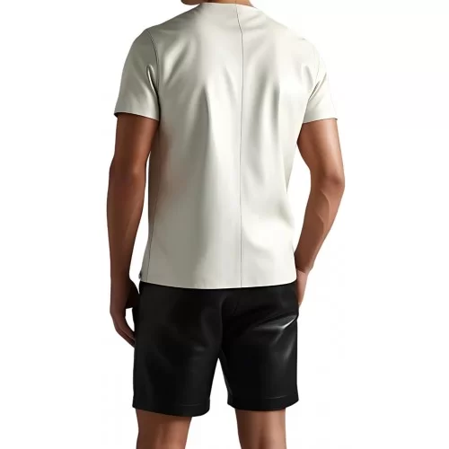 Tee shirt en cuir d'agneau blanc modèle Ferby