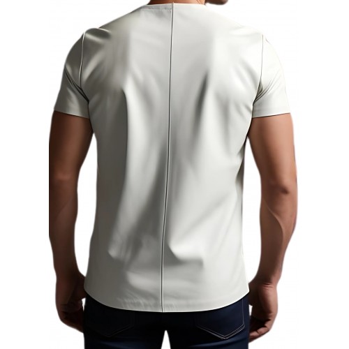 Tee shirt en cuir d'agneau blanc modèle Freedy