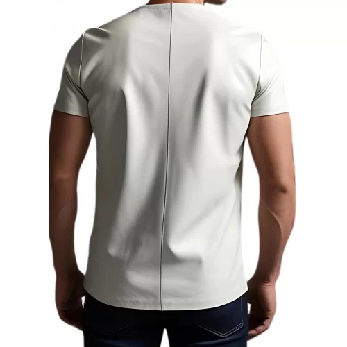 Tee shirt en cuir d'agneau blanc modèle Freedy