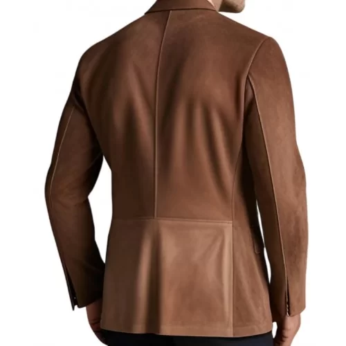 Blazer homme agneau velours marron façon daim modèle Lizio