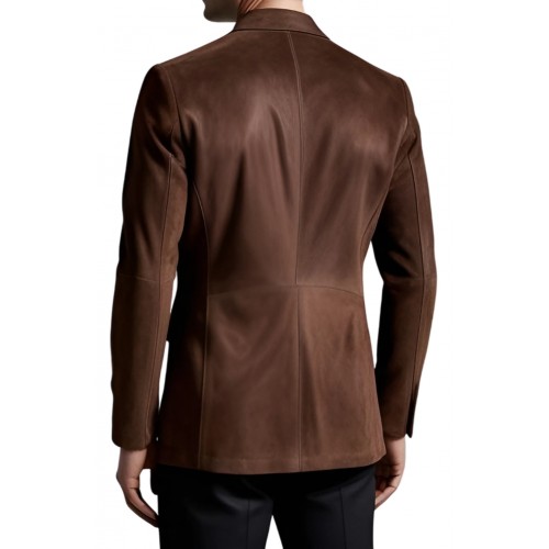 Blazer homme agneau velours marron façon daim modèle Leonardo