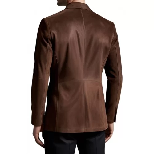 Blazer homme agneau velours marron façon daim modèle Leonardo
