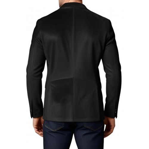 Blazer homme en agneau velours façon daim noir  modèle Raou