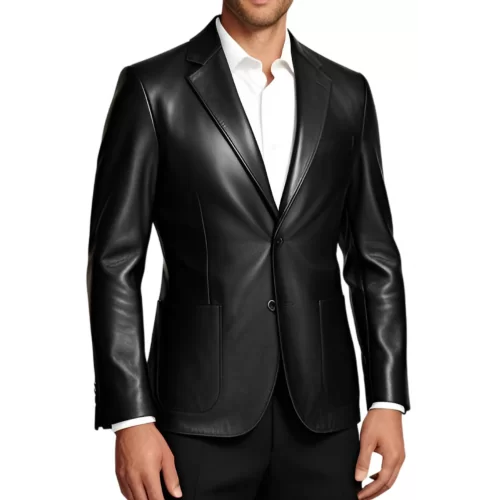 Blazer cuir agneau homme 2 boutons modèle Cirile