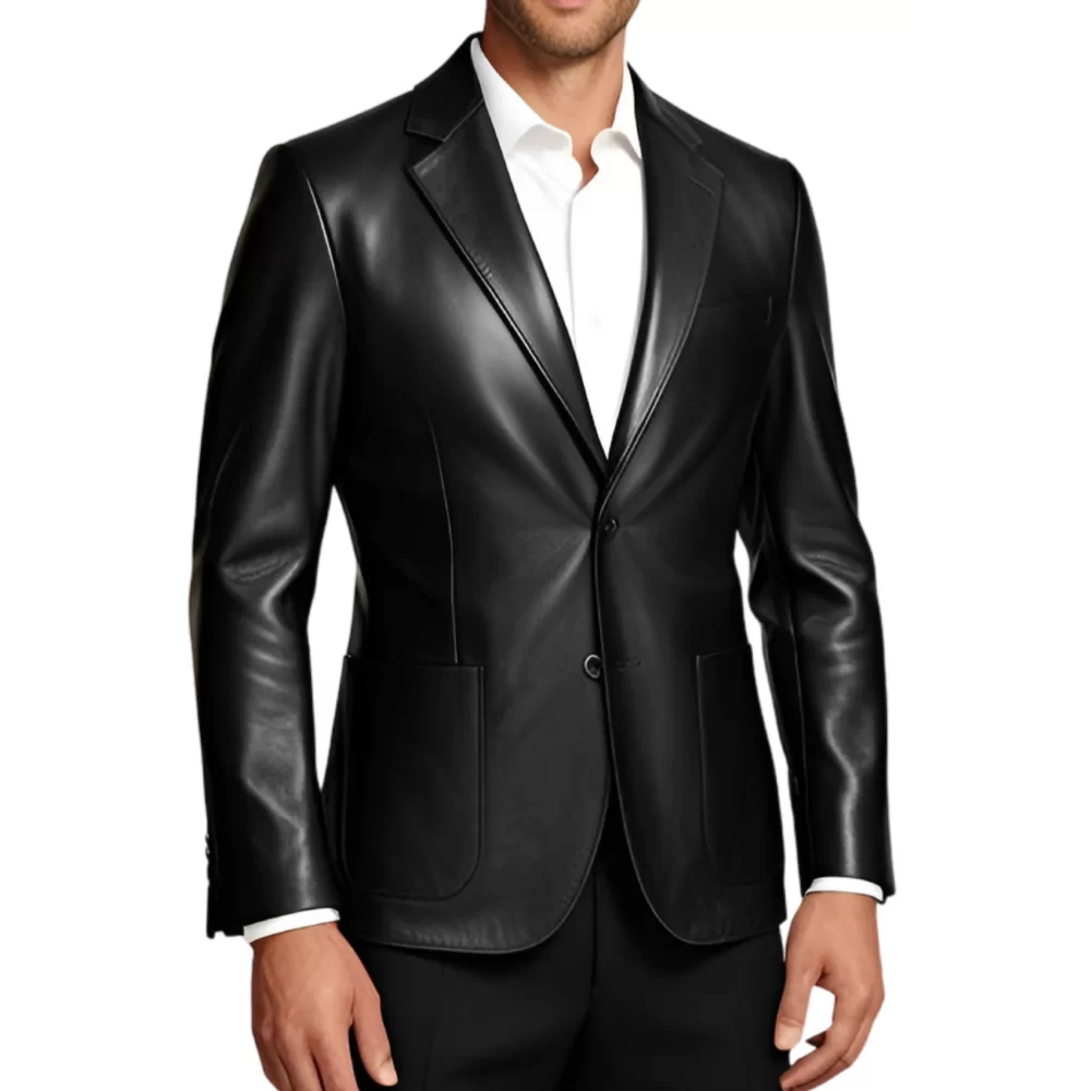 Blazer cuir agneau homme 2 boutons modèle Cirile