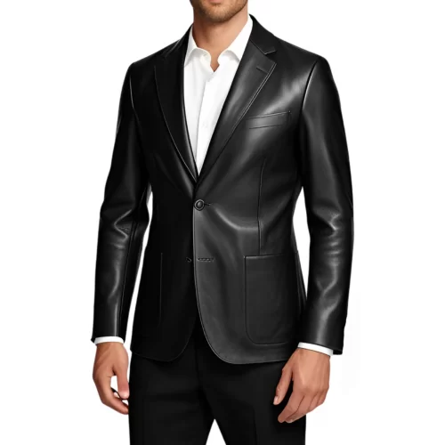 Blazer cuir agneau homme 2 boutons modèle Cirile